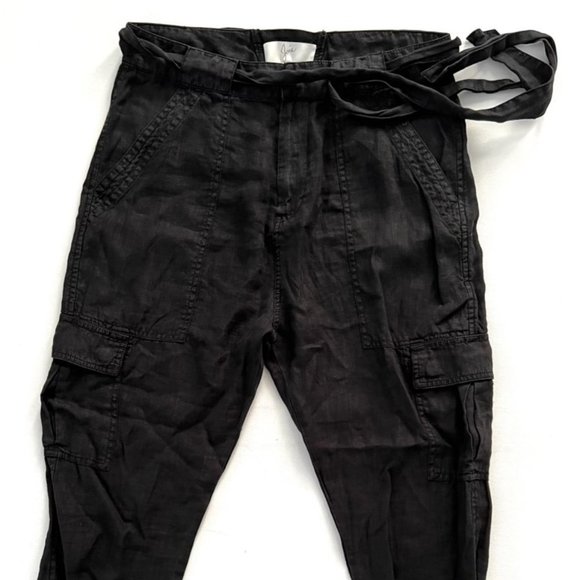 Joie Erlette  Linen Cargo Pants Black - Picture 3 of 5